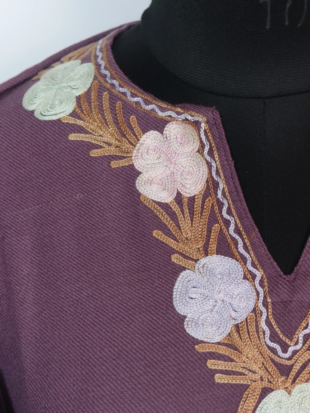 Tazeen Kashmiri Pheran in Purple Cashmilon With Aari Embroidery Sleeve Jaal | Designer - Image 3