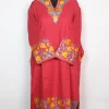 Designer Kashmiri Pheran in Pink Cashmilon With Sleeve Jaal Aari Embroidery | Sakina
