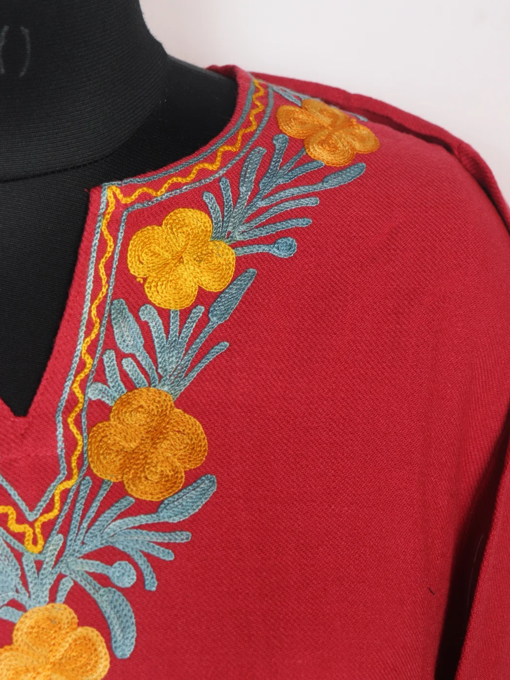 Designer Kashmiri Pheran in Pink Cashmilon With Sleeve Jaal Aari Embroidery | Sakina - Image 3