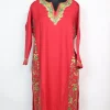 Bazila Kashmiri Pheran In Pink Cashmilon With Side Panel Aari Embroidery