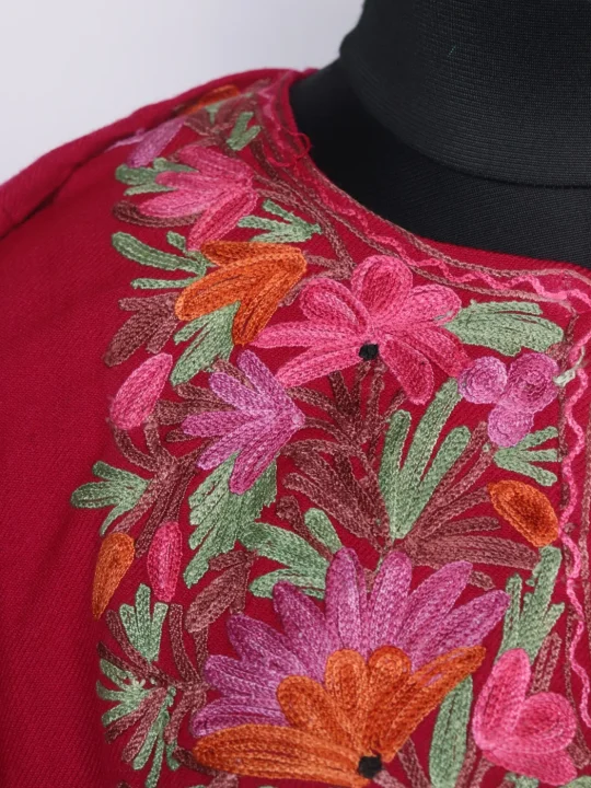 Bazila Kashmiri Pheran Deep Pink Cashmilon With Aari Embroidery - Image 3