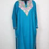 Bazila Kashmiri Pheran in Turquoise Blue Cashmilon With Aari Embroidery