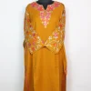 Lamees Kashmiri Pheran Designer in Yellow Cashmilon With Aari Embroidery Sleeve Jaal