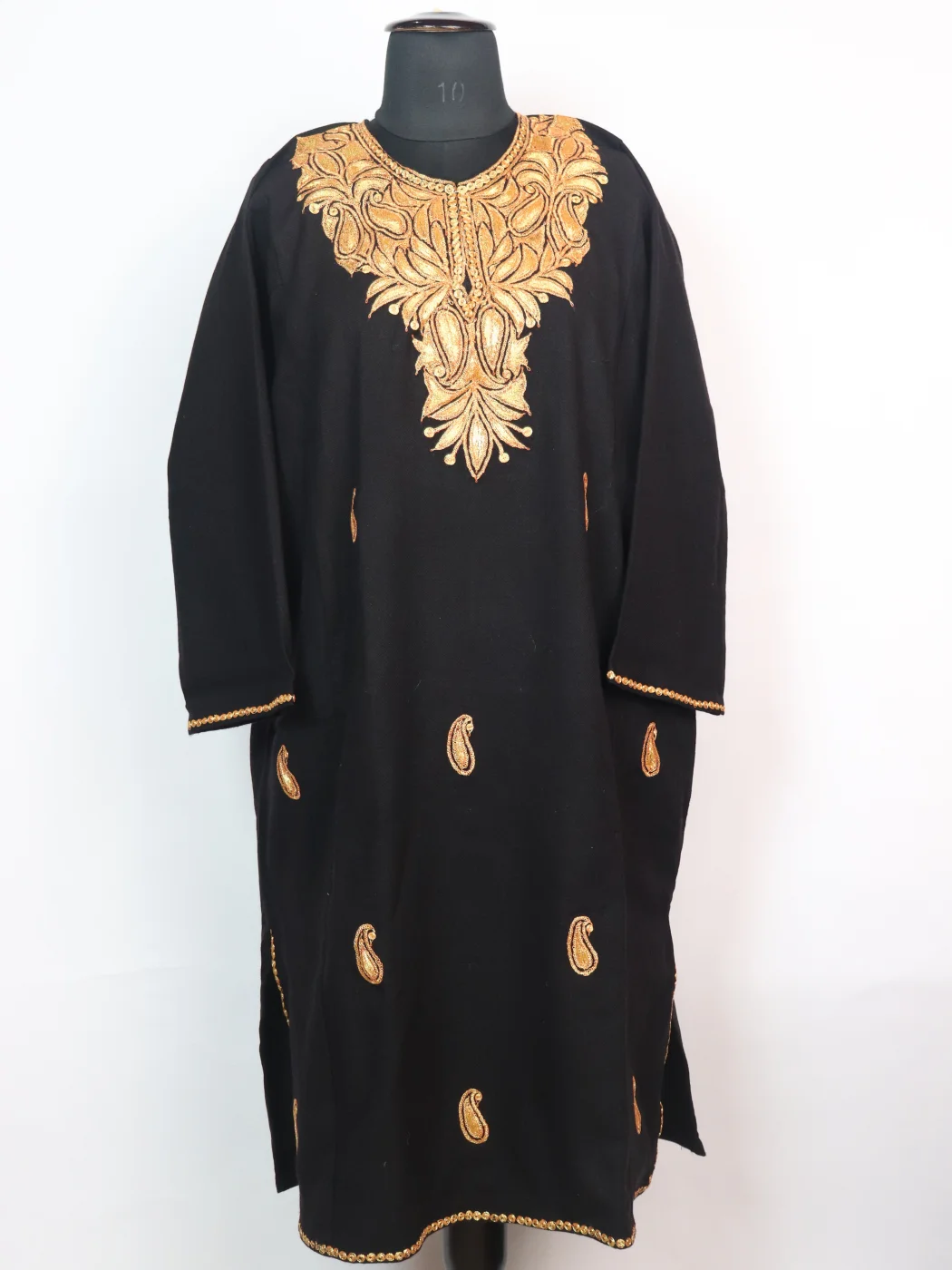 Kashmiri Pheran In Black Cashmilon With Botte Tilla Work | Nashwa