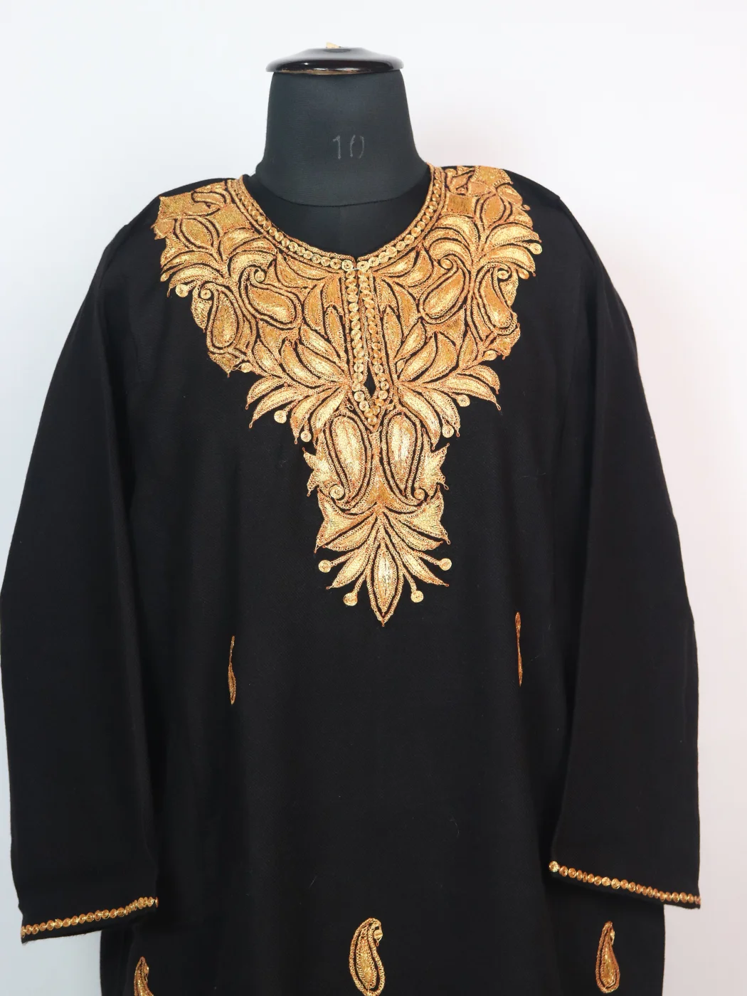 Kashmiri Pheran In Black Cashmilon With Botte Tilla Work | Nashwa - Image 2