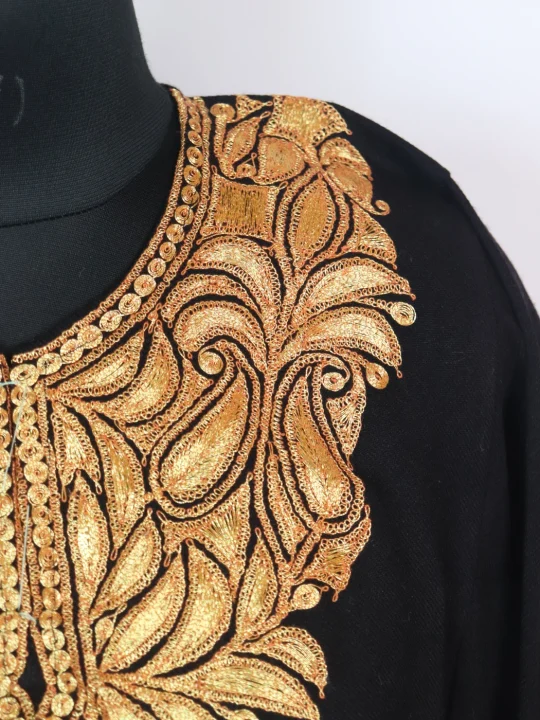 Kashmiri Pheran In Black Cashmilon With Botte Tilla Work | Nashwa - Image 3
