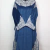 Blue Kashmiri Pheran with Silver Zari Work in Makhmal | Zunaira