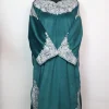 Nayab Kashmiri Pheran in Teal Green Makhmal with Zari Work