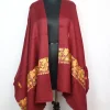 Maroon Polywool Kashmiri Stole with Aari Embroidery | Nida