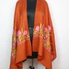 Kashmiri Stole in Orange Polywool with Aari Embroidery | Ayesha