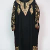 Zohra Kashmiri Pheran In Scalping Raffal Wool With Aari Embroidery | Black
