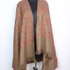 Beige Shawl with Kashmiri Jaal Aari Embroidery in Cashmilon Wool