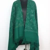Green Kashmiri Shawl with Jaal Aari Embroidery in Cashmilon Wool