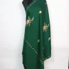 Kashmiri Shawl Dark Green Cashmilon with Hand Sozni Embroidery | Riffat