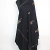 Black Kashmiri Shawl with Hand Sozni Embroidery in Cashmilon | Raheela