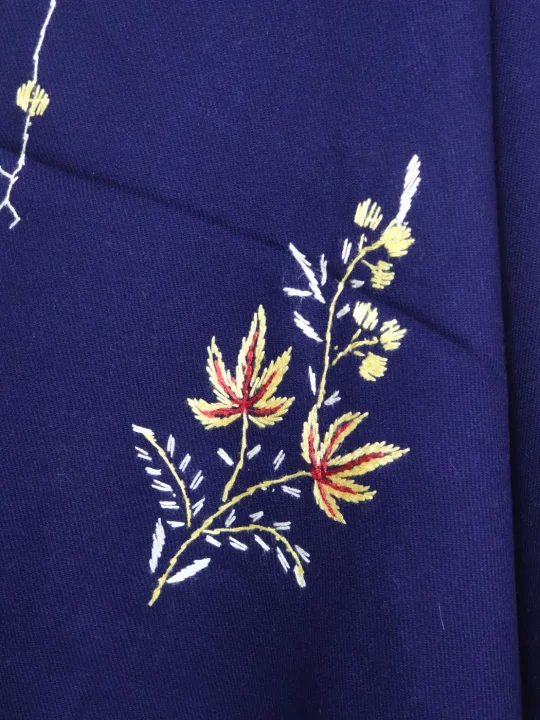 Kashmiri Shawl in Deep Blue Cashmilon with Hand Sozni Embroidery | Suhaila - Image 3