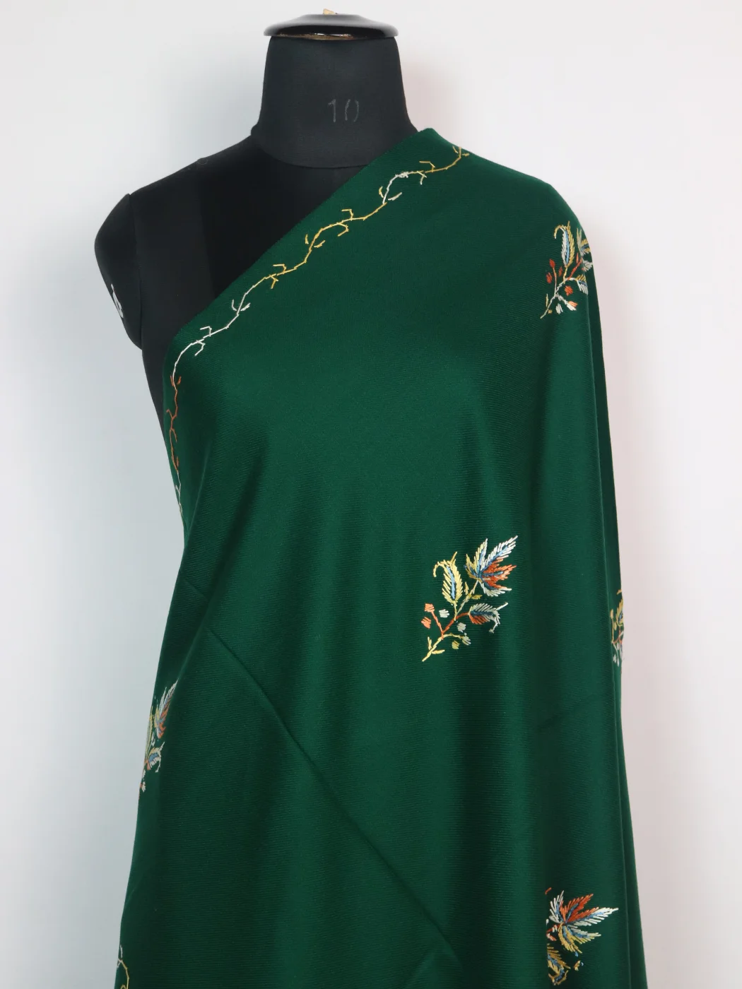 Kashmiri Shawl in Green Cashmilon with Hand Sozni Embroidery | Iffat - Image 2