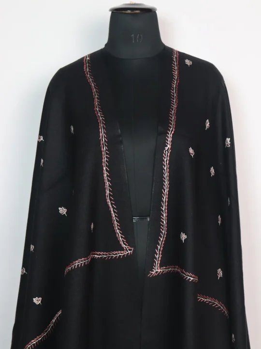 Nighat Kashmiri Shawl in Cashmilon with Hand Sozni Embroidery | Green - Image 2