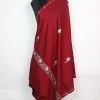 Nuzhat Kashmiri Shawl with Hand Sozni Embroidery on Maroon Cashmilon