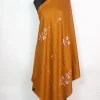Kashmiri Shawl in Cashmilon with Hand Sozni Embroidery in Mustard | Nashwa
