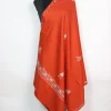 Sharmeen Kashmiri Shawl with Hand Sozni Embroidery in Orange Cashmilon