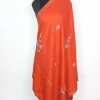 Warda Kashmiri Shawl in Rust Orange Cashmilon with Hand Sozni Embroidery