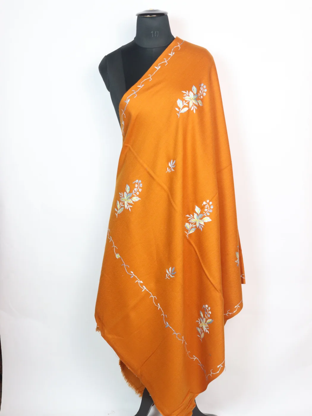 Kashmiri Shawl in Yellow Cashmilon with Hand Sozni Embroidery | Afroza