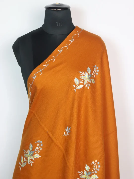 Kashmiri Shawl in Yellow Cashmilon with Hand Sozni Embroidery | Afroza - Image 2