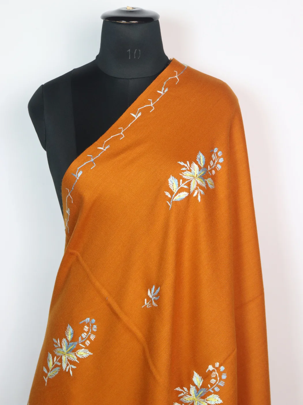 Kashmiri Shawl in Yellow Cashmilon with Hand Sozni Embroidery | Afroza - Image 2