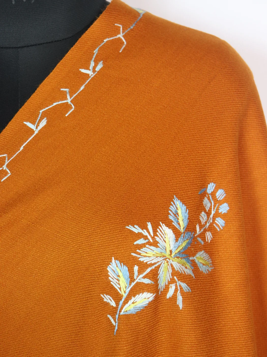 Kashmiri Shawl in Yellow Cashmilon with Hand Sozni Embroidery | Afroza - Image 3