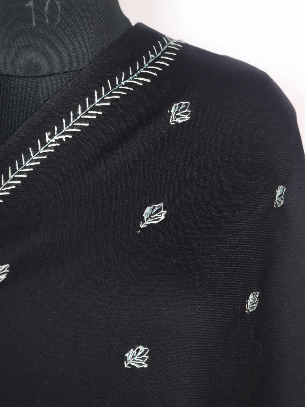 Kashmiri Shawl in Black Cashmilon with Hand Sozni Embroidery | Nayab - Image 3