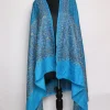 Blue Kashmiri Shawl for Women in Toosha Wool with Sozni and Zari Embroidery | Nisa