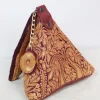 Naila Kashmiri Silk Triangle Bag With Botte Tilla Work | Wine