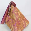 Farah Kashmiri Silk Triangle Bag With Botte Tilla Work | Pink