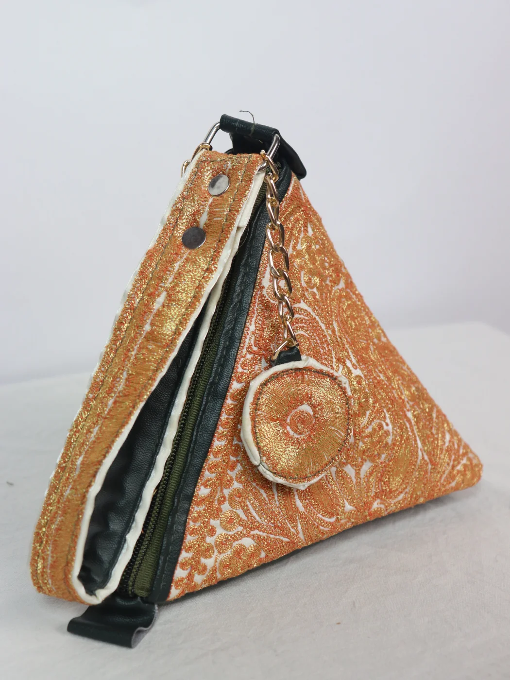 Noor Kashmiri Silk Triangle Bag With Botte Tilla Work | White - Image 2