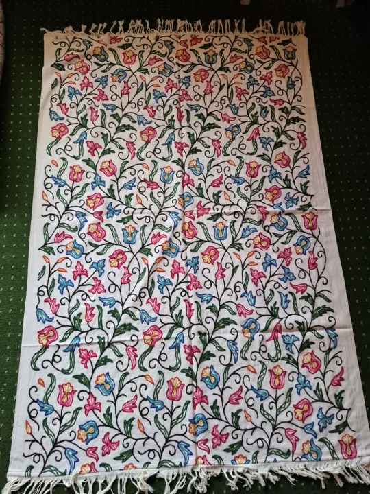 Madiha Kashmiri Sofa Throw Cover In Hand Crewel Embroidery - Image 2