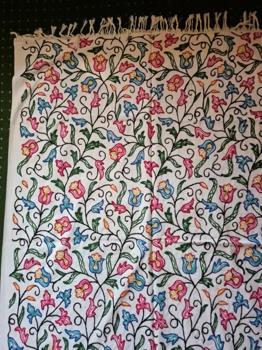 Madiha Kashmiri Sofa Throw Cover In Hand Crewel Embroidery - Image 3