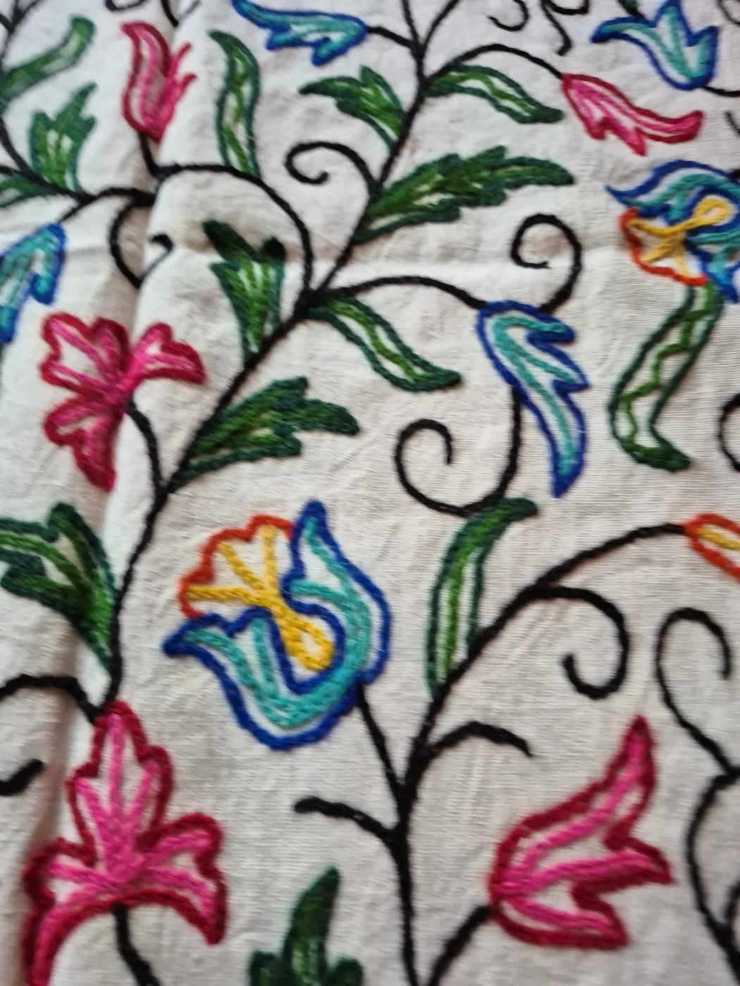 Madiha Kashmiri Sofa Throw Cover In Hand Crewel Embroidery - Image 5