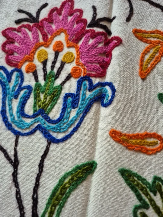 Aqsa Kashmiri Sofa Throw Cover In Hand Crewel Embroidery - Image 5