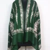 Green Kashmiri Stole Arwa in Green Polywool With Aari Embroidery