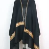 Haneen Kashmiri Stole In Black Pure Wool With Botte Tilla Work