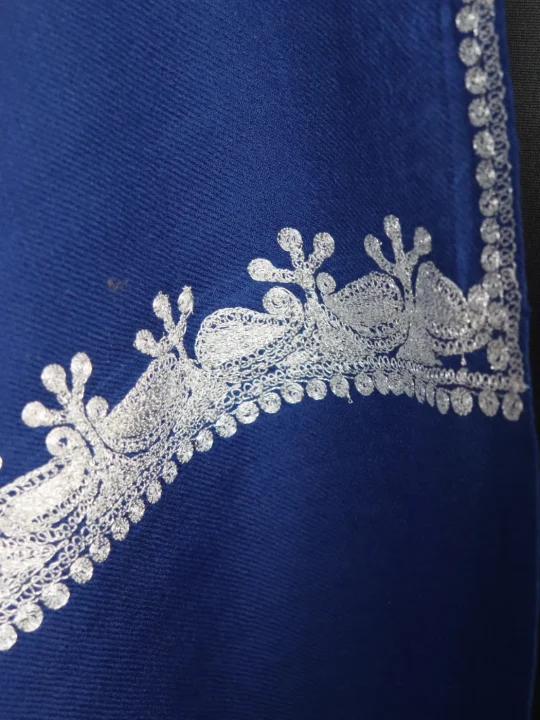 Kashmiri Stole In Blue Pure Wool With Botte Tilla Work | Haneen - Image 3