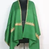 Kashmiri Stole Haneen With Botte Tilla Work In Green Pure Wool