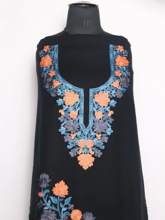 Noor Kashmiri Suit In Cashmilon With Aari Embroidery 2Pc | Black - Image 2