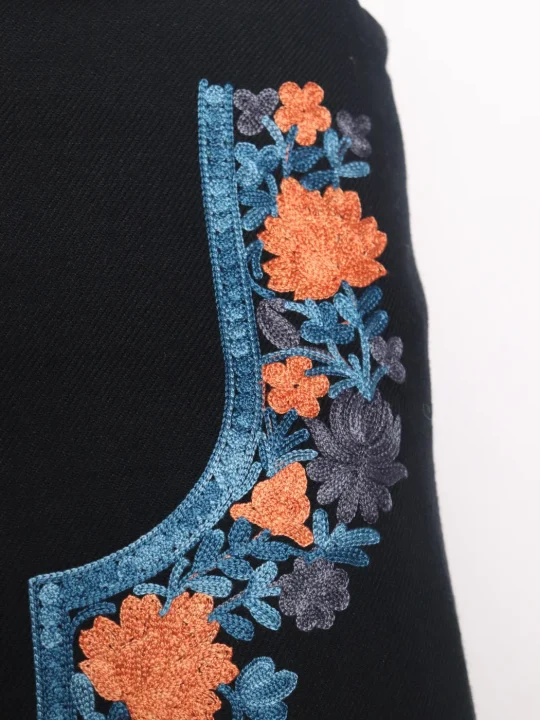 Noor Kashmiri Suit In Cashmilon With Aari Embroidery 2Pc | Black - Image 3