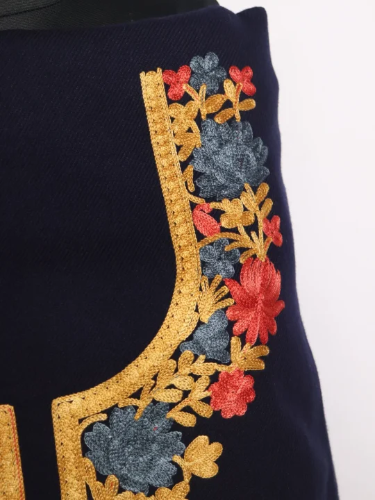 Noor Kashmiri Suit In Cashmilon With Aari Embroidery 2Pc | Navy Blue - Image 3