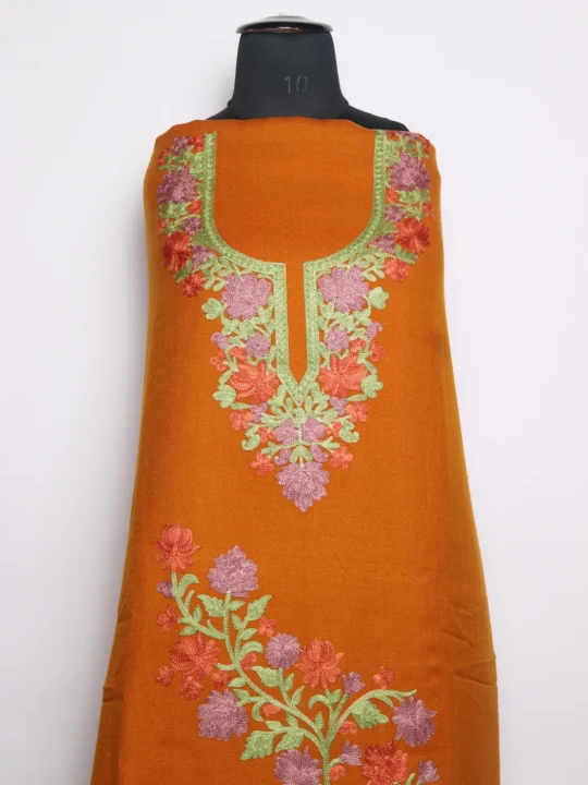 Mustard Kashmiri Suit With Aari Embroidery In Cashmilon 2Pc | Noor - Image 2