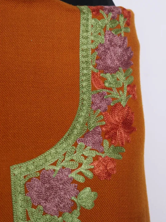 Mustard Kashmiri Suit With Aari Embroidery In Cashmilon 2Pc | Noor - Image 3