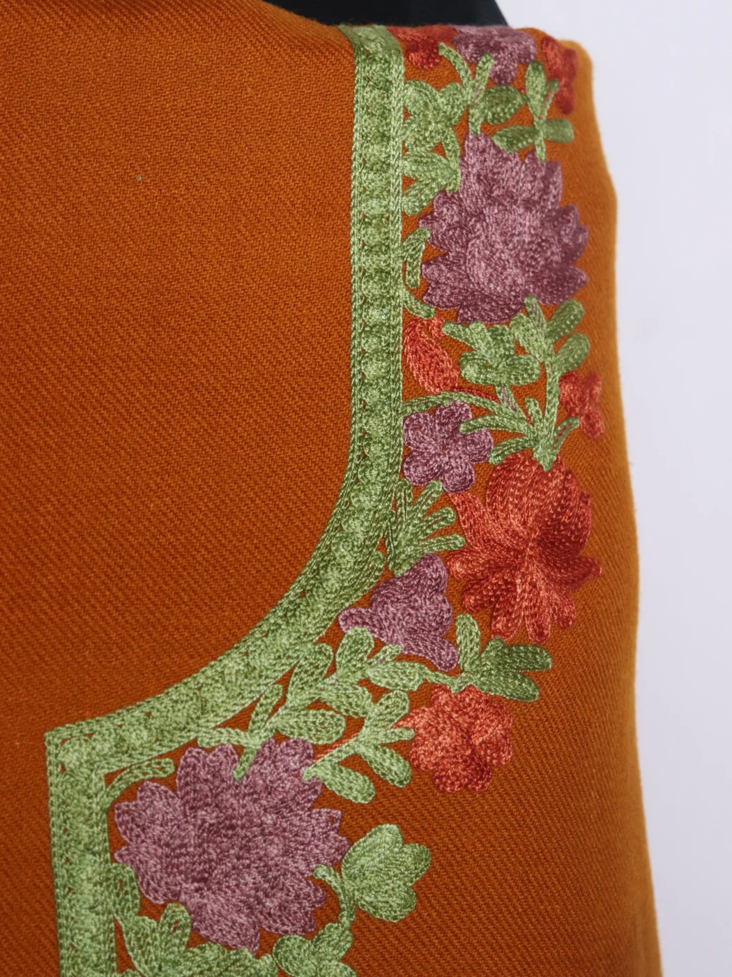 Mustard Kashmiri Suit With Aari Embroidery In Cashmilon 2Pc | Noor - Image 3