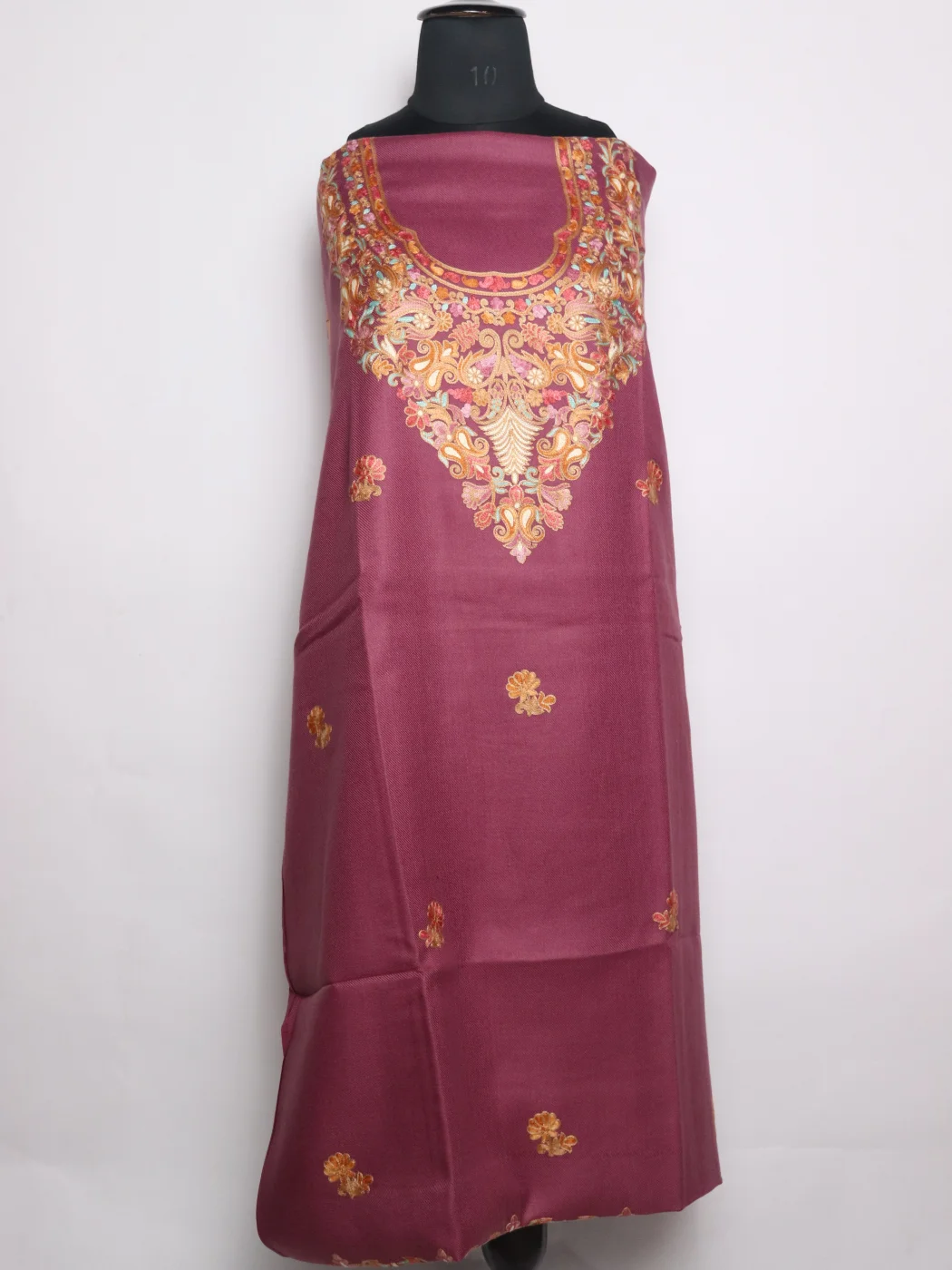 Purple Kashmiri Suit In Cashmilon With Aari Embroidery 2Pc | Noor